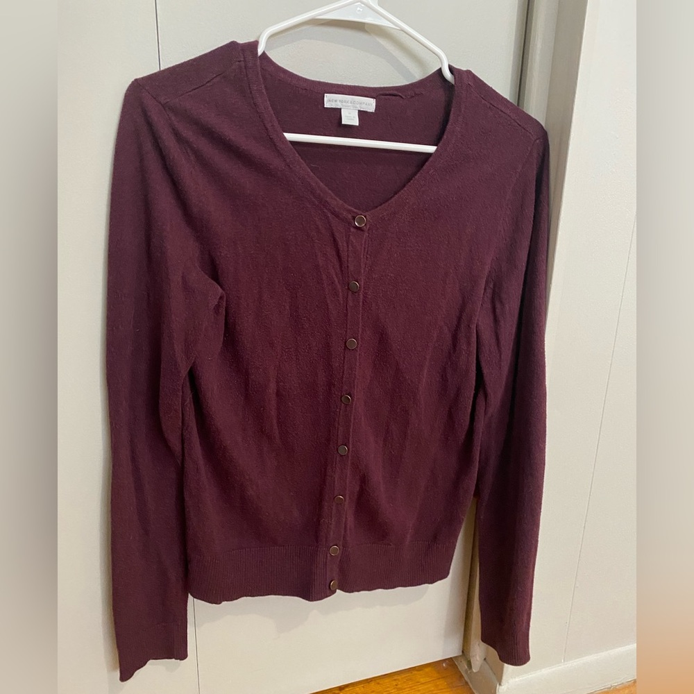 New York & Company Burgundy Cardigan